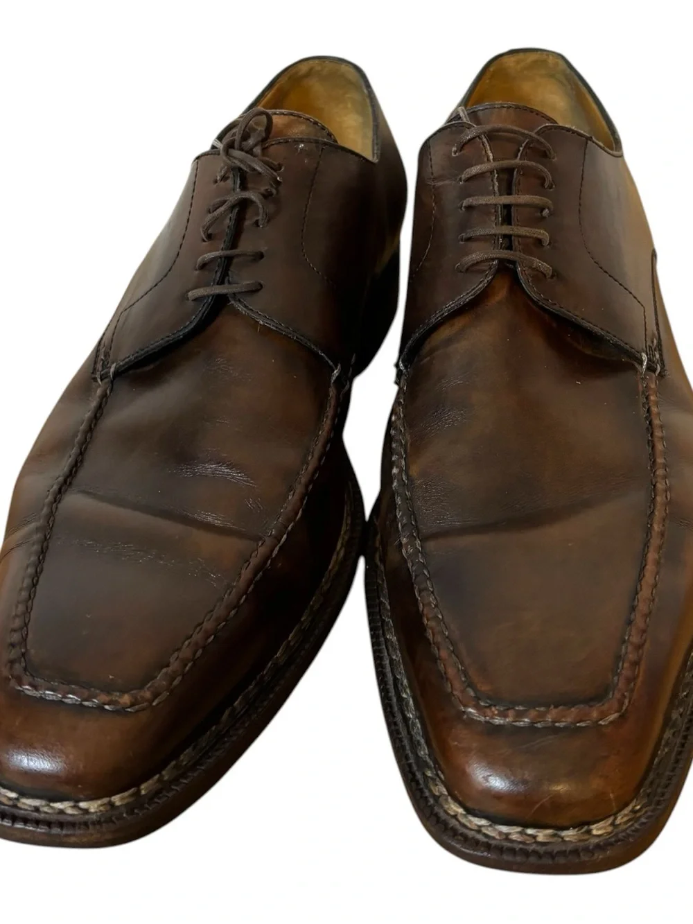Sutor Mantellassi Brown Leather Dress Shoes Oxford Derby US Size Mens 11 EU 44.5